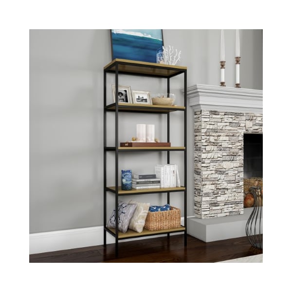 Hastings Home 5-Tier Bookshelf, Open Industrial Style Etagere Shelving Unit for Decoration, Storage and Display 739037ZCY - main